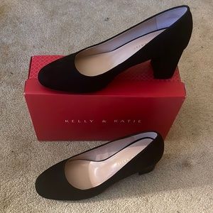 Black microsuede block heels. Size 11. New.